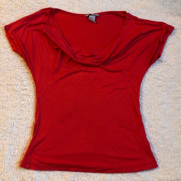 H&M Tops - H&M Red Scoop Top Short Sleeve Blouse